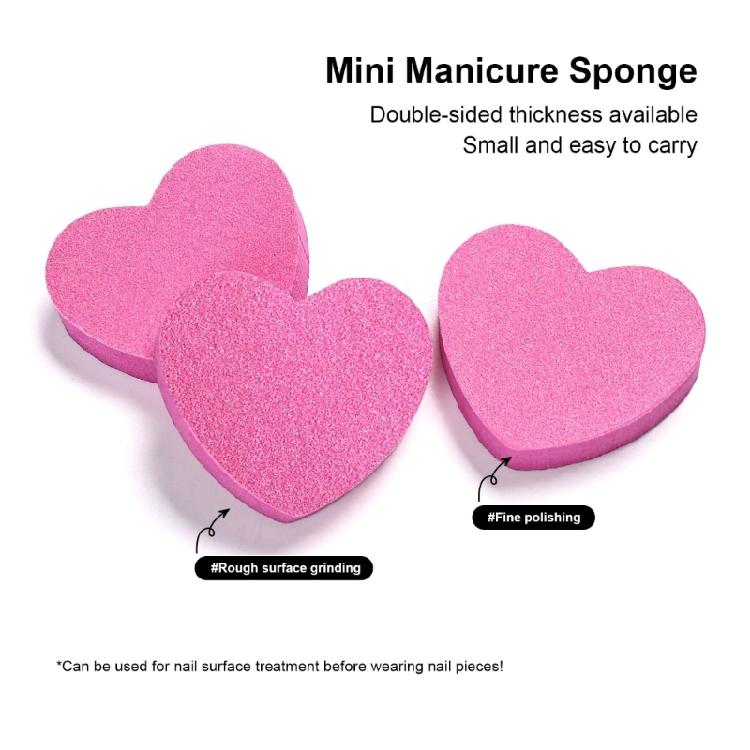 50Count Mini Nail Files with Soft Sponges Texture Heart Design Double Sided Buffers for Quick Manicure Travel Essential