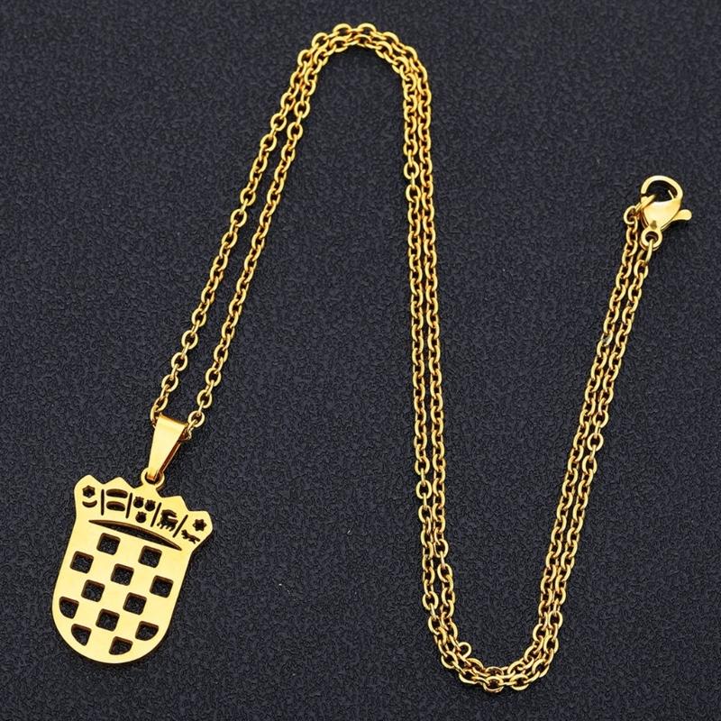 Croatia Map Pendant Necklace Fashionable Croatian Flag Neckchains Adjustable Ethnic Collarbone Chains Couple Jewelry