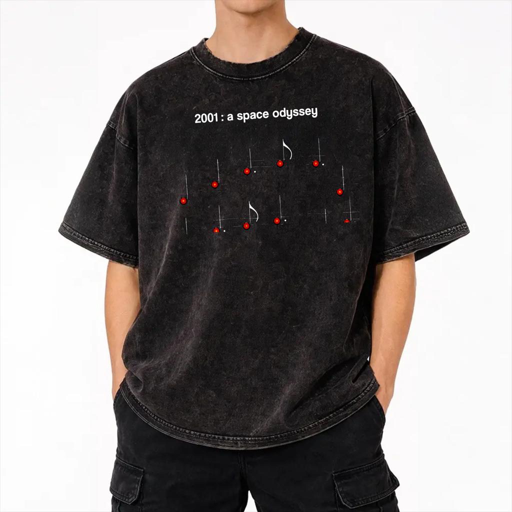 2001: A Space Odyssey Washed T Shirts Streetwear Hip Hop Vintage T-Shirt Tees Men Women Cotton Oversize