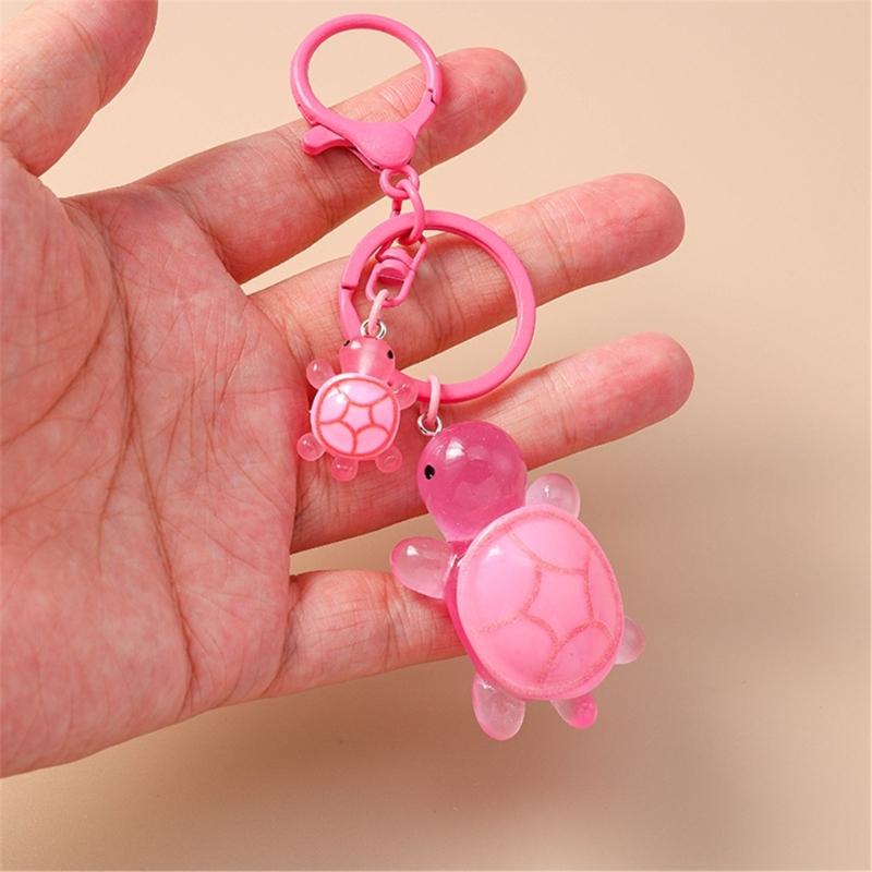 Plastic 3D Turtles Charm Keychain Accessory Fashionable Animal Shape Key Rings Tortoise Bag Decoration for Women