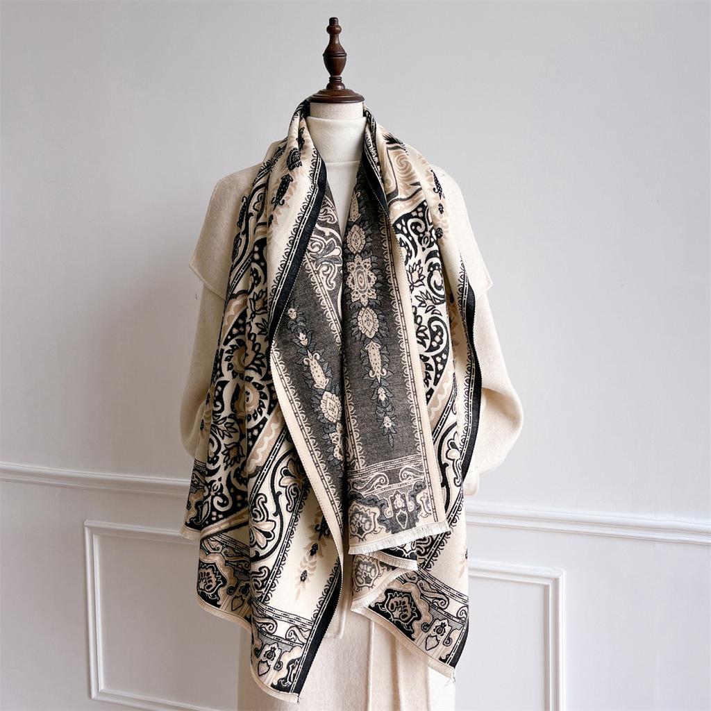 Scarf Women'S Autumn And Winter High-End Imitation Cashmere Shawl Dual-Purpose Versatile Thickened Warm Scarf