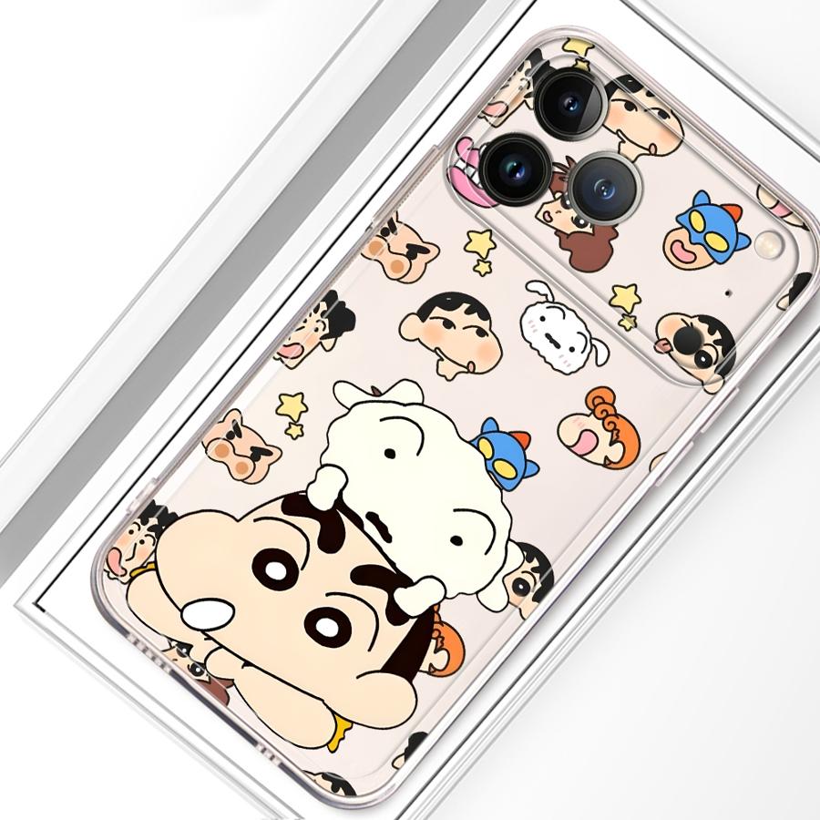 

Soft Phone Cover Case for iPhone 17 Pro Max 7 8 16 15 13 Pro Air XS Max 14 Plus 12 Mini 11 XR Shin Cartoon Little White iPhone 13