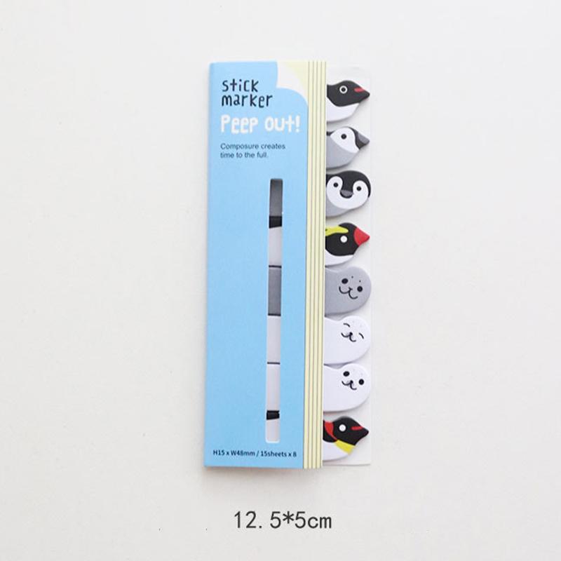 1 Piece Kawaii Stationery Cartoon Animals Marker Memo Pad Bookmark Flags Index Tab Sticky Notes Label Paper Stickers