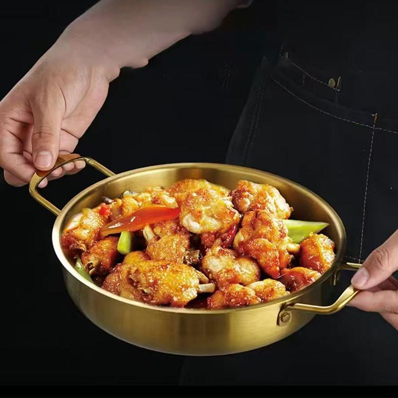 Korean Stainless Steel Instant Noodle Pot With Handle Frying Pans Cooking Pots Durable Seafood Snack Plate Kitchen Cookware