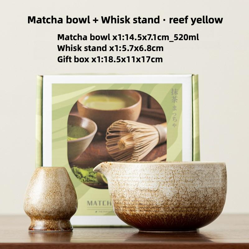 

2pc Matcha Set Matcha Kit Creative Matcha Ceramic Bowl Matcha Whisk Holder Japanese Tea Ceremony Song Dynasty Gift Box For Daily Two-piece Set