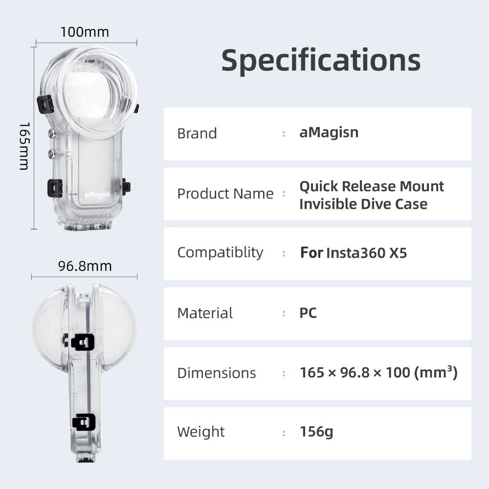 with Lens Cap Waterproof Case Hard Housing Cover for Insta360 X5 Action Camera Accessories