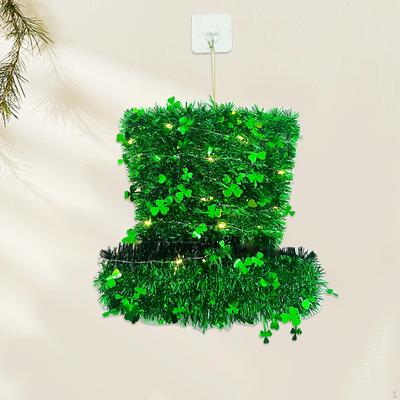 ST. Patrick's Day Wreath Shamrock Greenery Clovers Easy To Hang Artificial Hat Garland