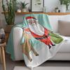 Festive Santa Claus Throw Blanket Merry Christmas Reindeer Cozy Home Decor Gift Holiday Season Warm Fleece Bedding