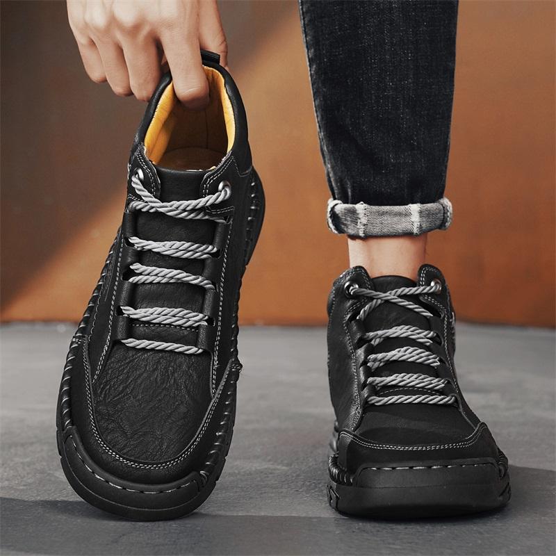 Herren High-Top Casual Sneaker Handgefertigte Lederschuhe Übergröße 39-48 Frühling & Herbst