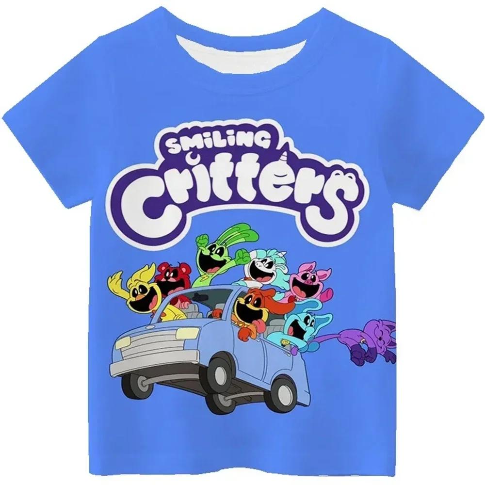 Children T Shirt Smiling Critters 3D Print Short Sleeve T-Shirt Cartoon Kids Tops Summer Clothing Casual Tee Kids Adults T-shirt