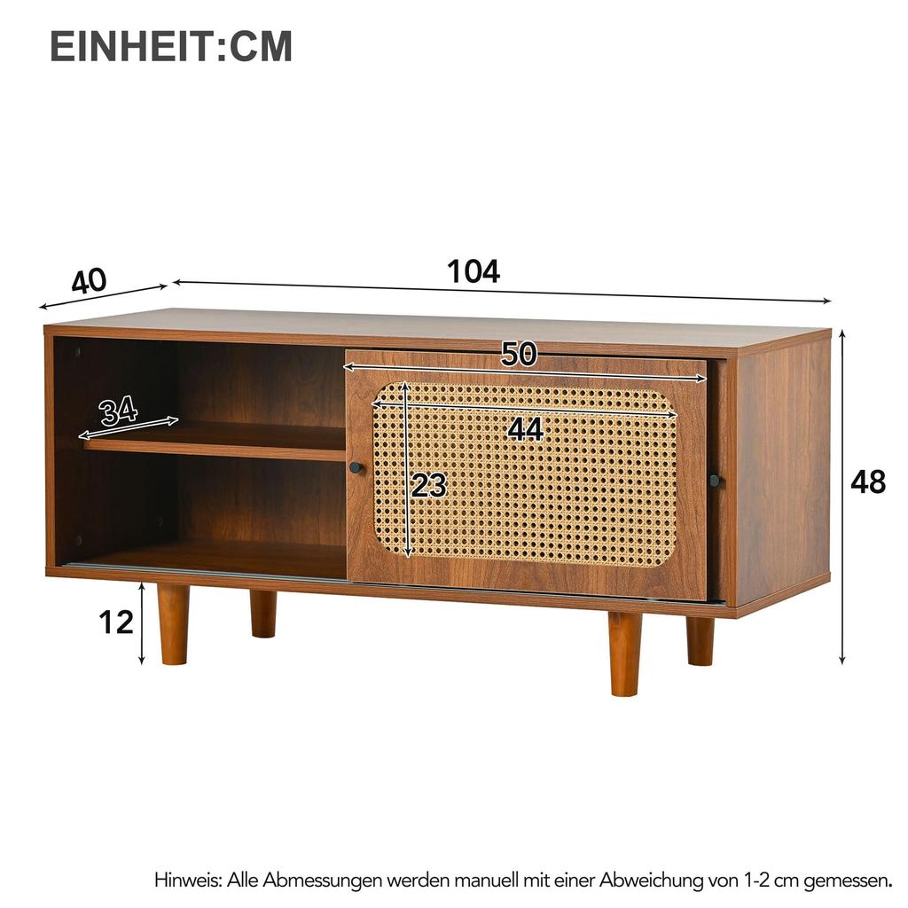 Schuhschrank 2 Türen verstellbare Ablage, Schuhregal Flur, Diele, Wohnzimmer, Schlafzimmer, Holzmöbel, Landhausstil, 104 x 40 x 48 cm, Nussbaum