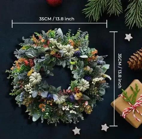 

Autumn Sale Handmade White Pumpkin Wreath Ranunculus Christmas Home Wedding New Year Decoration Fakes Plants Artificial Flowers 35 45