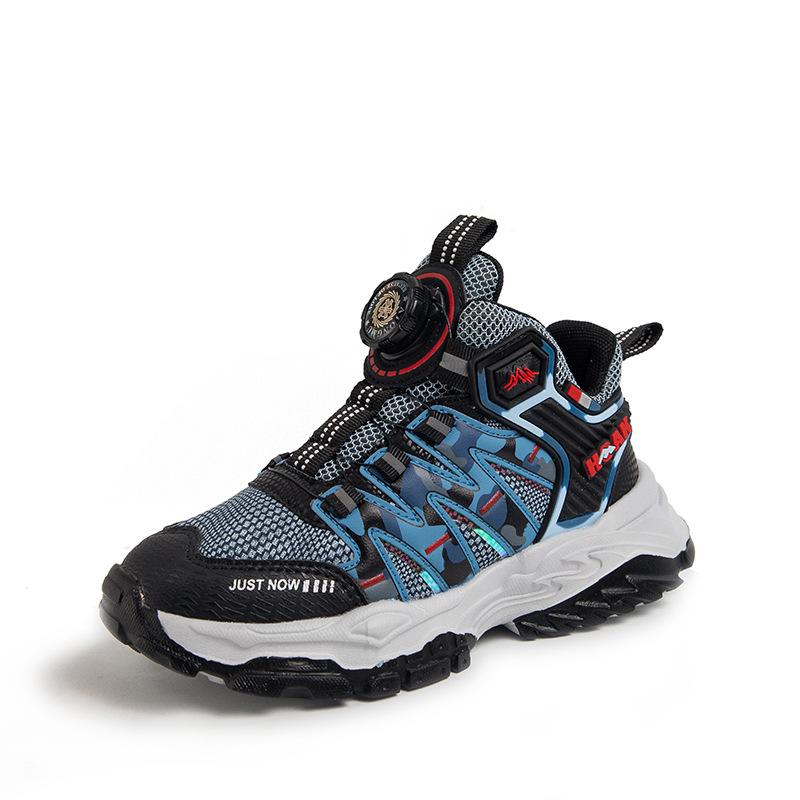 

Rotating button youth sneakers outdoor wear-resistant comfortable running shoes boys mesh breathable hiking shoes cool 32 yards inner length about 19.6CM