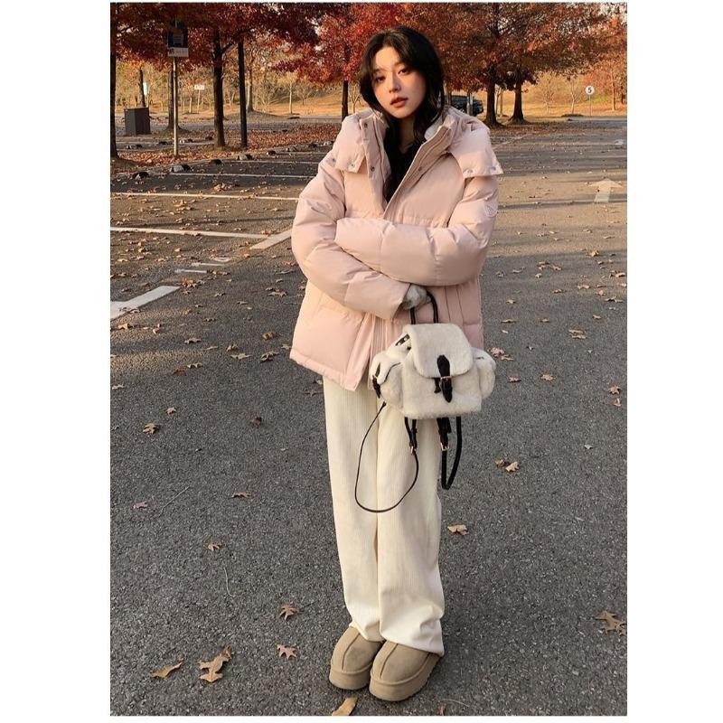 Winter Short Down Jacket Women Loose Fit Thickened Warm Puffer Coat Casual Parka