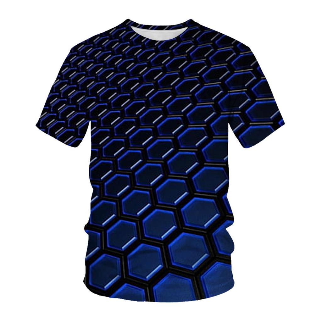 Summer Men's 3D Printed Crew Neck T-Shirt Fashion Versatile Trend Casual Breathable