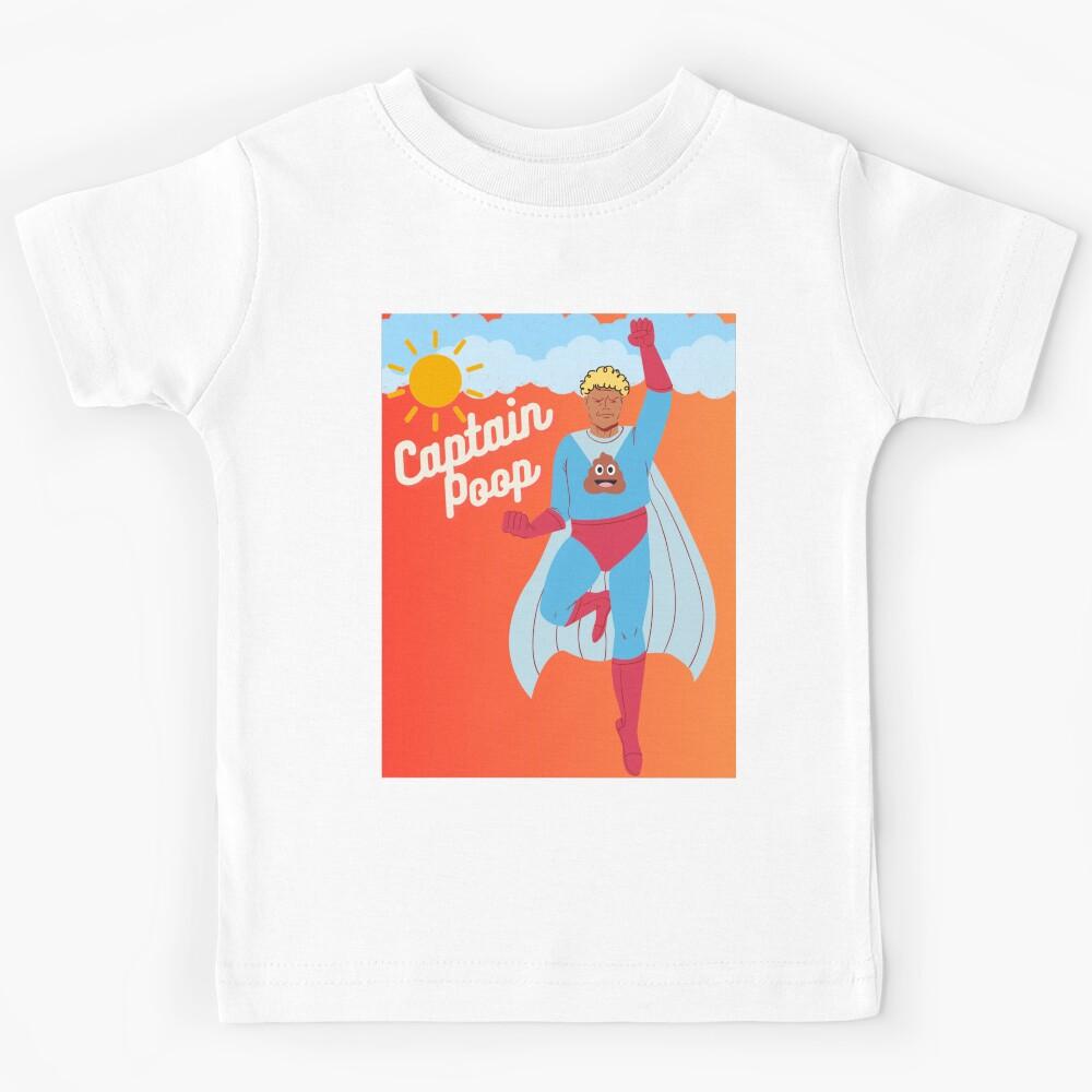 Captain Poop T-shirt New Superhero Stickers Funny Kids T-Shirt 100