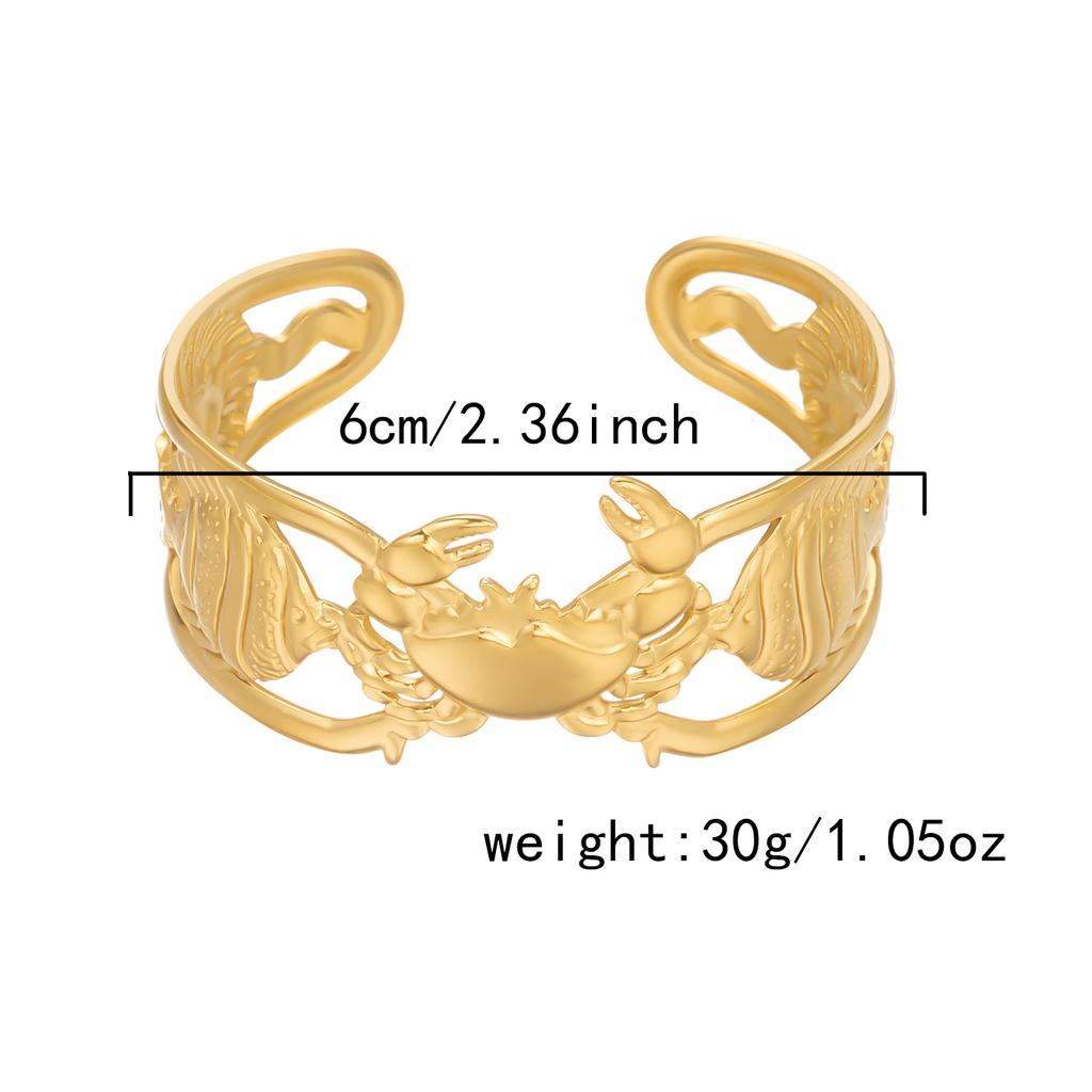 Holiday style starfish conch turtle high color retention opening bracelet, new 18K gold oil pressure stainless steel bracelet