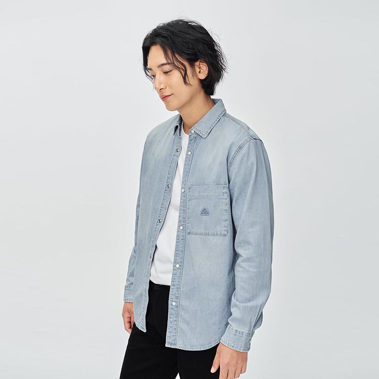 Lee Shirts Men's Light Blue Lapel Moderate Denim LMT0111755FQ00FA09204