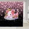 Süßer Axolotl-Duschvorhang, Kawaii-Cartoon-Salamander-Badezimmervorhang mit Haken, Wasserdichte Duschvorhänge für Badewannen-Dekor