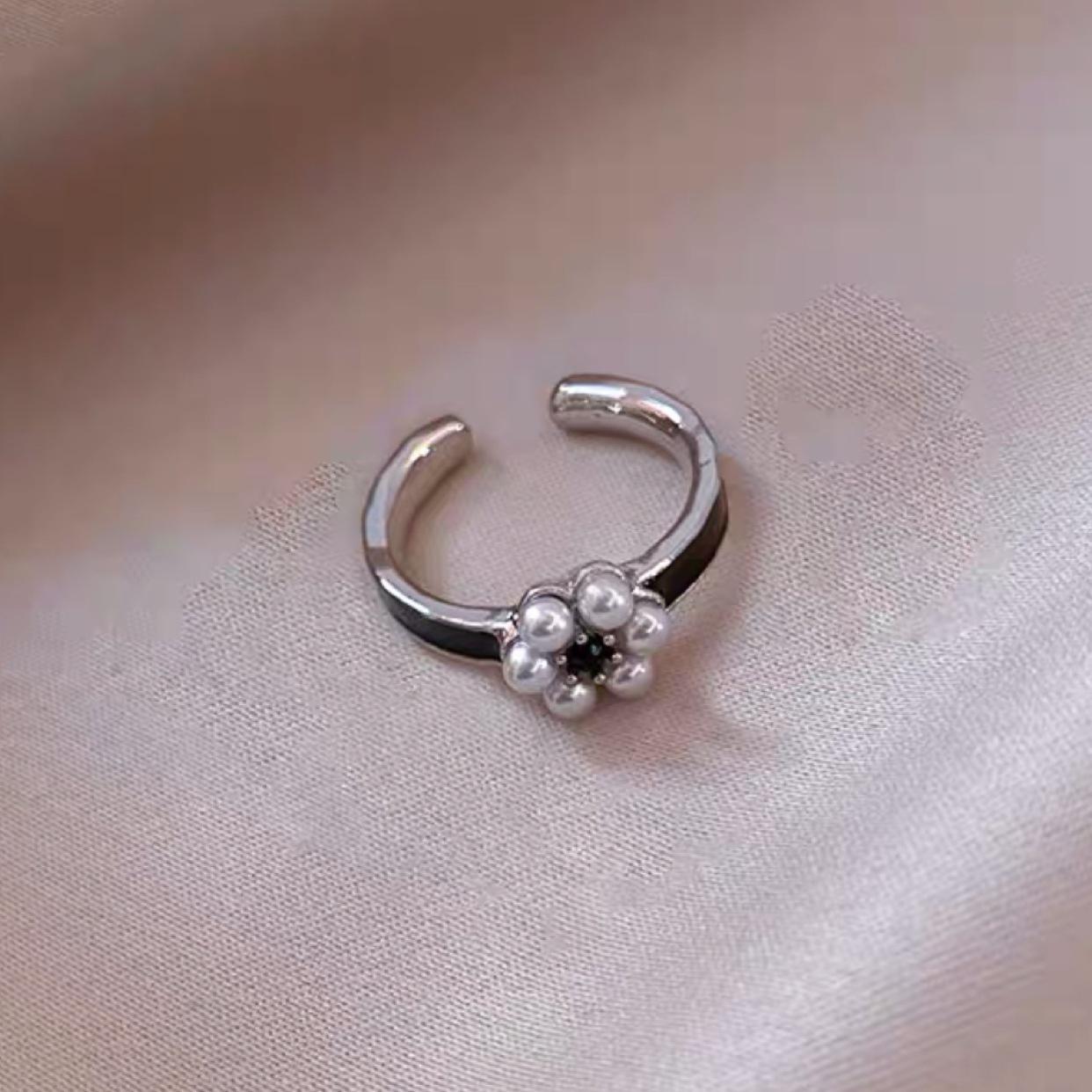

925 Sterling Silver Adjustable Rings For Women Flower Black Luxury Jewelry Vintage Wedding Accessories Jewellery Argent 925 белый