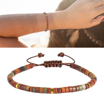 Ayarlanabilir Boncuklu Bileklik Doğal Taşlı Bileklik İpli Bileklik Unisex Bileklik Taş Dokusu Erkek ve Kadınlar İçin Uygundur