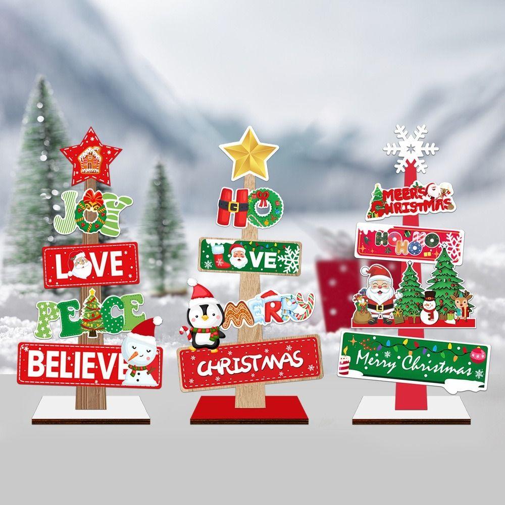 Wooden Material Wooden Xmas Tree Ornaments Festive Messages Welcome Sign Snowman Sign Themed Ornaments Tree-Shaped