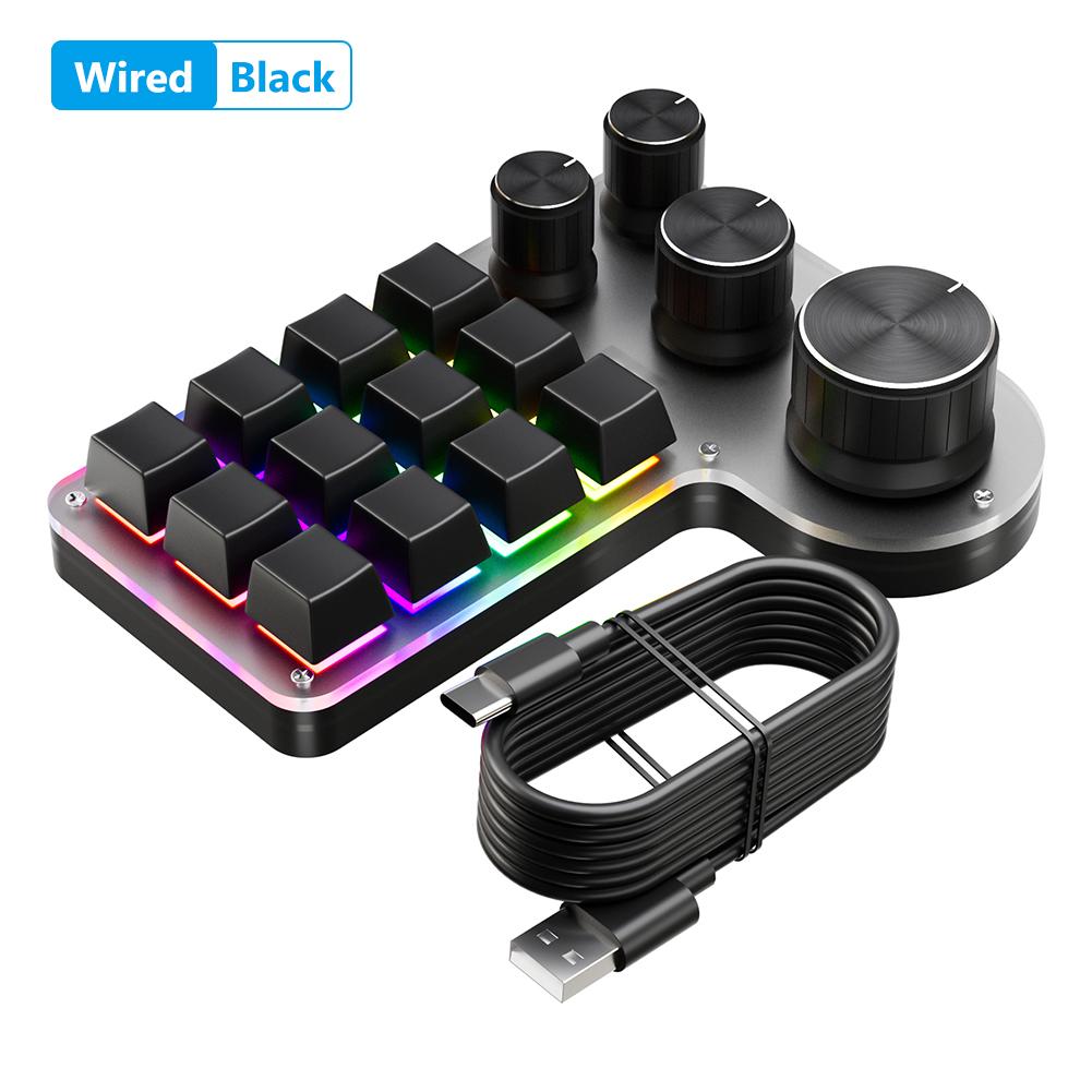 12 Keys 4 Knobs Programming Macro  Keyboard USB Wired/Bluetooth-Compatible Mini Mechanical Keyboard for Industrial Control