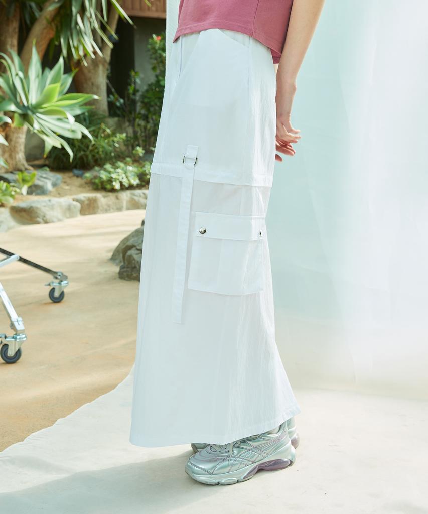 LARTIGENT L9 2-Way Nylon Long Skirt(White)