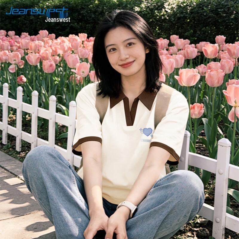 

Женская футболка с воротником-поло, колор-блок, короткий рукав Jeanswest L