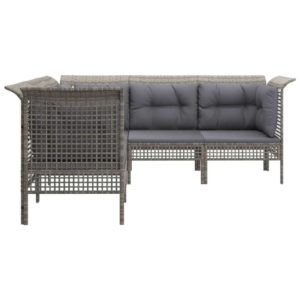 Vidaxl 5-Cz. Garden Lounge Set, Cushions, Grey, Rattan PE