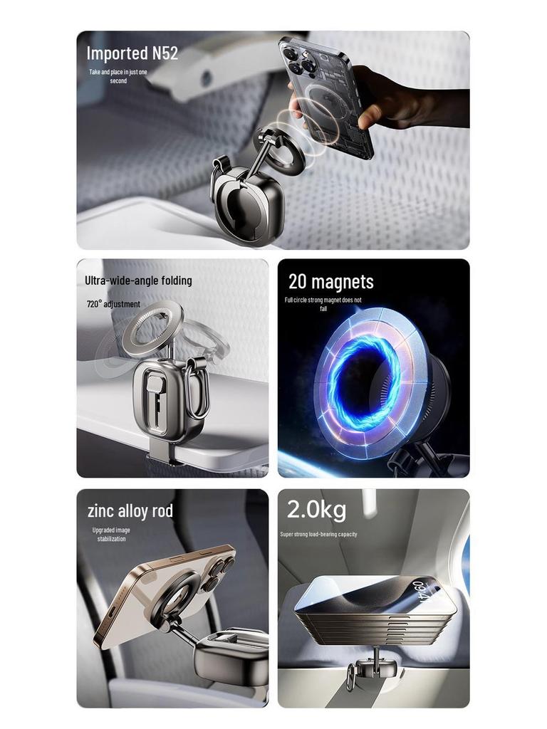 Portable Magnetic Phone Holder - Foldable for Travel, High-Speed Rail & Airplanes