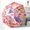 Unicorn Fantasy Automatic Folding Umbrella  8 Ribs, Durable Iron Frame, Bright Color Pattern Compact Travel Umbrella, Suitable for Outdoor,