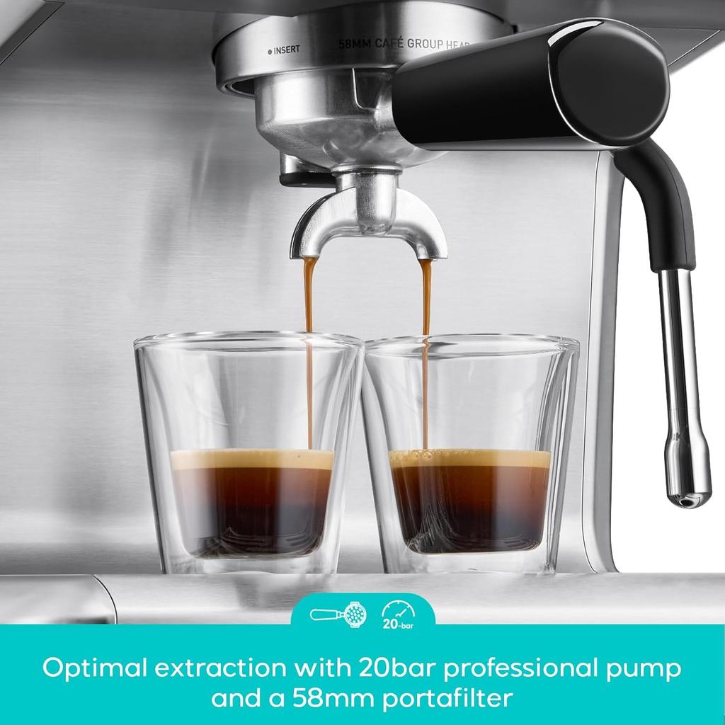 Ultra Espresso Machine with LCD Display, Powerful Milk Frother, Adjustable Temperature for Barista-Quality Lattes & Cappuccinos