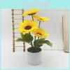 Sunflowers Theme Garden Style Bonsai With Silk Fabric And Rain Flower Stones For Photography And Decor