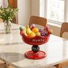 Plastic High-footed Fruit Plate Cream Style Double Layer Fruit Bowl  for Living Room
