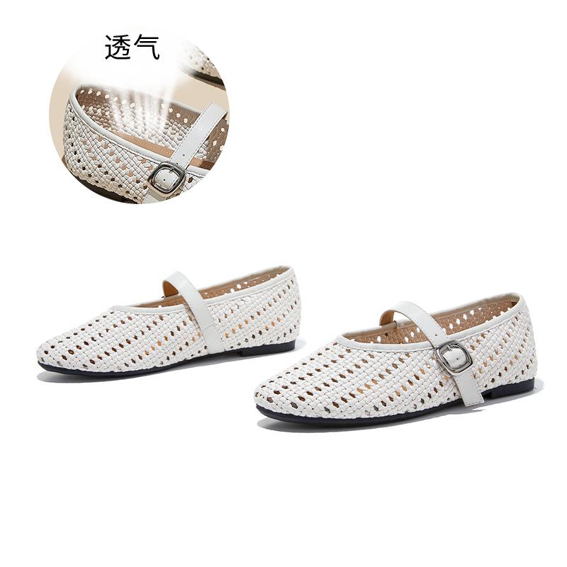 

First layer sheepskin insole Mary Jane shoes spring and summer new hollow shallow mouth fashion single shoes casual versatile women s shoes 40 бежевий