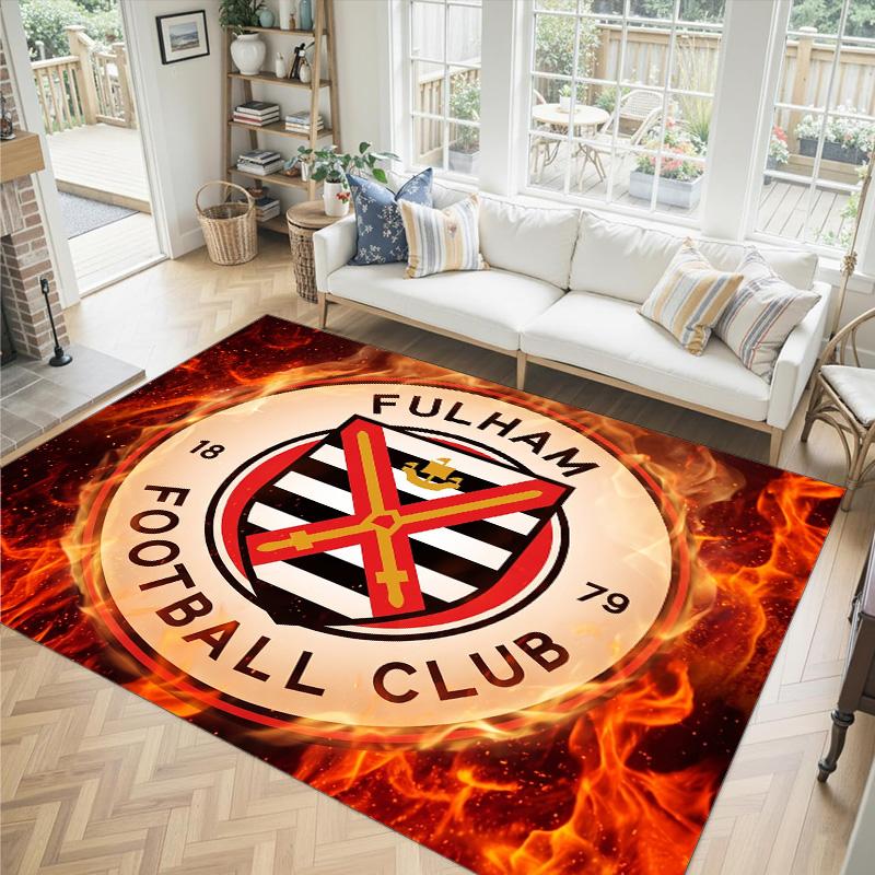 Fulham Football Design Crystal Velvet Carpet Cozy Non?Slip Printed Rug For Bedroom Living Room Entrance