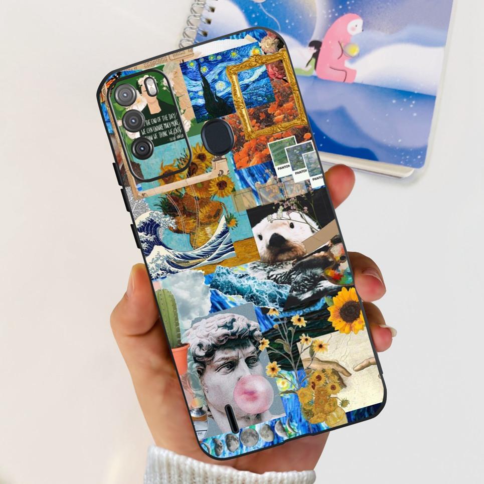 For ITEL Vision 1 Pro Vision 2 Phone Case Cute Cat Dinosaur Flower Pattern Back Cover Vision2 Vision1Pro Soft Matte Silcione Bag