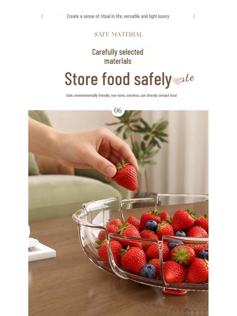 High Transparency Thickened Fruit and Nut Display Plate for Living Room