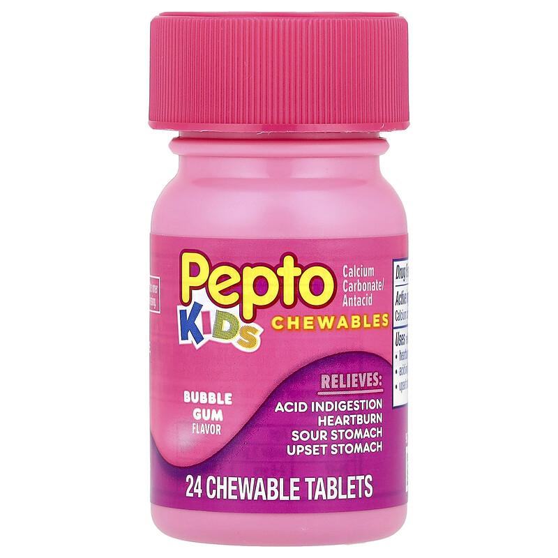 Kids, Pepto Chewables, Bubble Gum, 24 Chewable Tablets