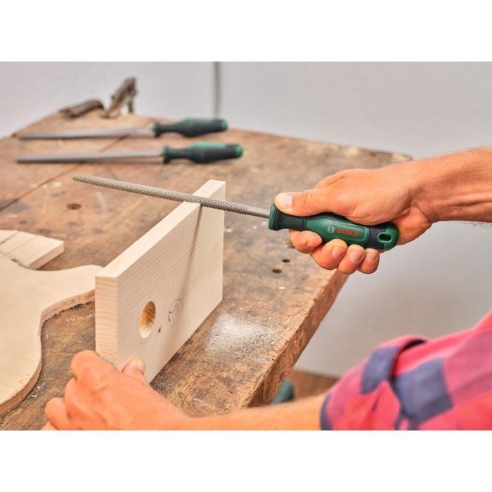 Bosch Set de 5 limes (limes ronde/demi-ronde/plate/triangulaire/carrée ; acier au carbure dur ; course moyenne 2 ; Softgrip)