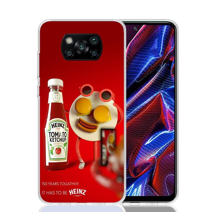 Lamb Heinz Tomato Ketchup Phone Case For Xiaomi Poco X7 X6 X5 Pro F7 Ultra Redmi 15C 15 13 13C 12 12C 10 10A 10C 9 9A 9C 9T Cove