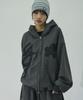 Sleekglow Leopard Logo Applique Zip-Up Hoodie [Charcoal]