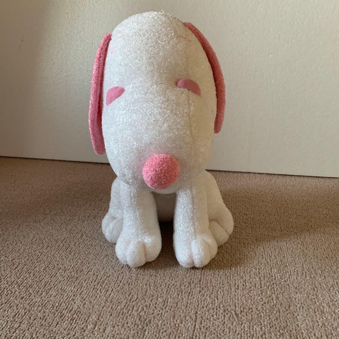 Snoopy BIG stuffed animal sitting type white and pink