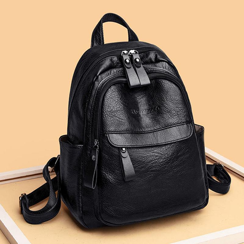Women s Versatile PU Leather Large Capacity Backpack Handbag Standard