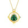 Chinese Style Gold-Plated Jade Maitreya Buddha Pendant Necklace with Rotatable Clavicle Chain