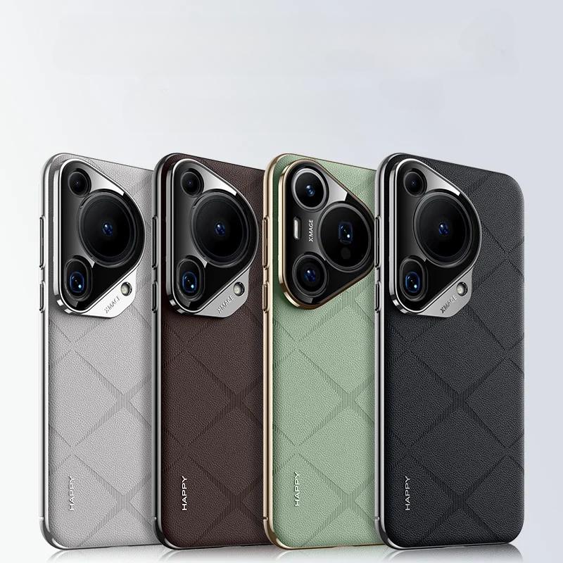 Luxuriöse Leder-Telefonhülle für Huawei Pura 70 Ultra, mit Kameraobjektivschutz, harte Rückseite für Huawei Pura 70 70 Pro