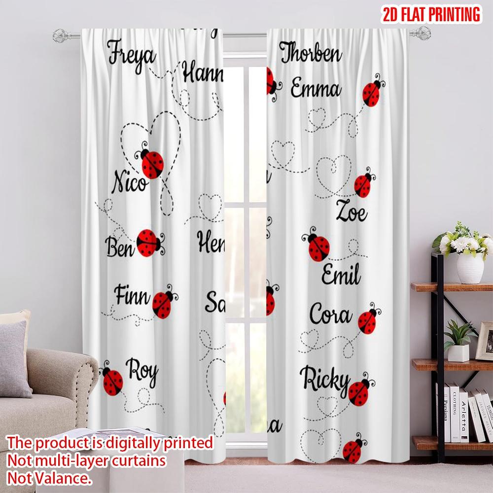 

2 шт., 2D принт на ткани, Шторы Божьи коровки Имена, Универсальная ткань (без удилища) Украшения для улицы Идеально для спальни, гостиной 52.50 × 116.00 cm 2 pcs
