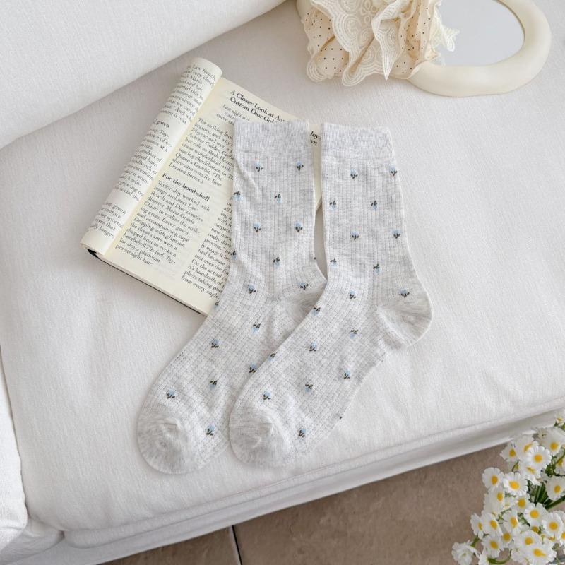 Süße kleine Blumensocken - Sommerliche leichte Netz-Socken, atmungsaktiv, knöchelhoch 10A Antibakterielle Baumwoll-Frottee-Socken