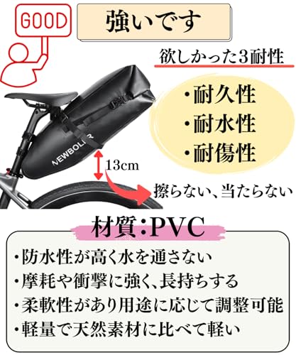 Expandable Bicycle Saddlebag, 7L-13L Capacity, Waterproof, Touring Bag, Road Bike Rear Accessory, Cross Bike, Drink Holder (Saddlebag 1)